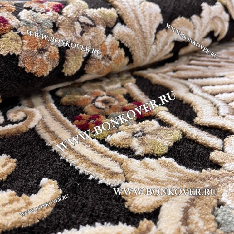 Ковер для Гостиной из Артшелка Дизайн 23 Gold Brown Овал