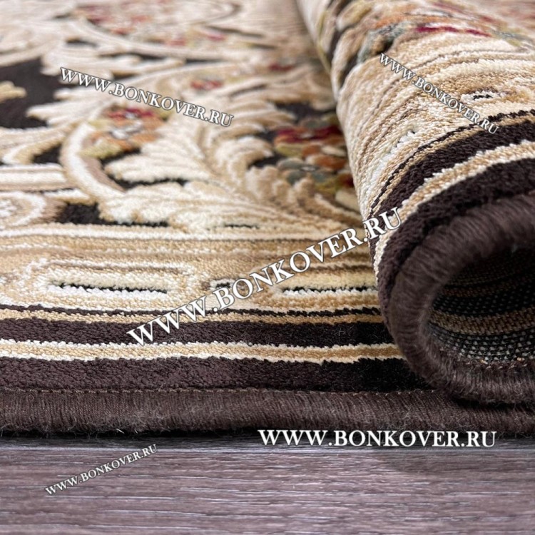 Ковер для Гостиной из Артшелка Дизайн 23 Gold Brown Овал