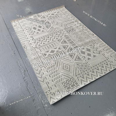 Тонкий Ковер для гостиной из артшелка дизайн 30299 Молочный